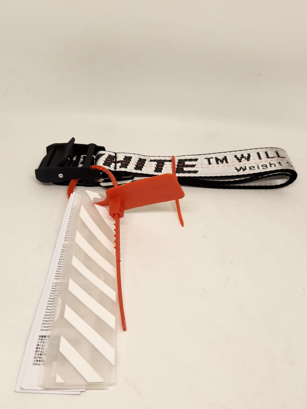 Off-White White and Black Industrial Webbing Belt with Orange Tag